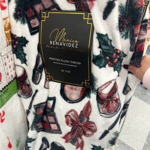 Monica Benavidez Holiday Glam Printed Plush Throw Blanket